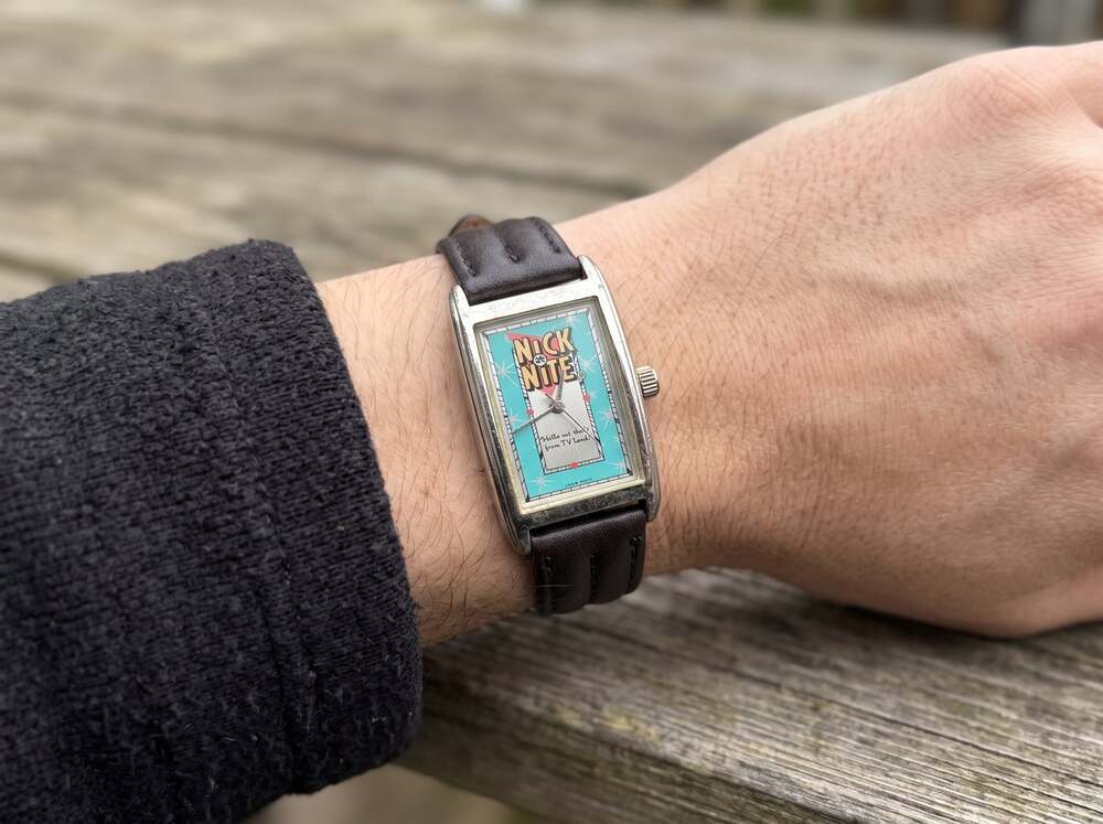 Vintage 90s Nick At Nite Watch TV Land Hello Out There Brown Leather Strap